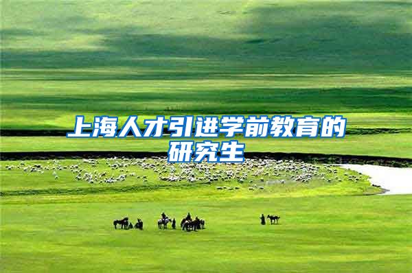 上海人才引进学前教育的研究生