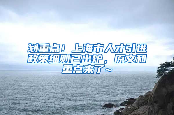 划重点！上海市人才引进政策细则已出炉，原文和重点来了~