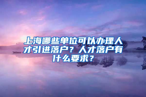 上海哪些单位可以办理人才引进落户？人才落户有什么要求？