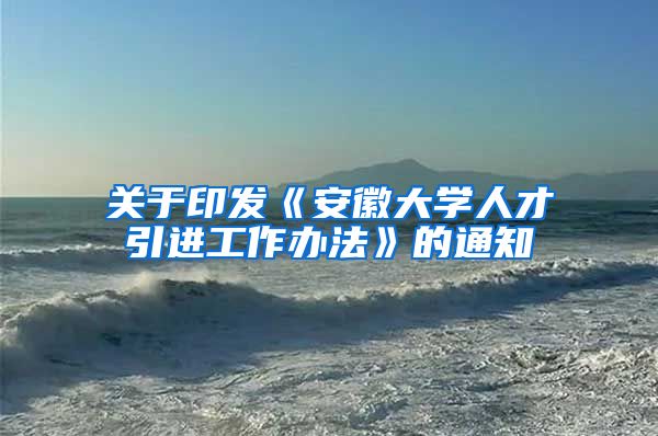 关于印发《安徽大学人才引进工作办法》的通知