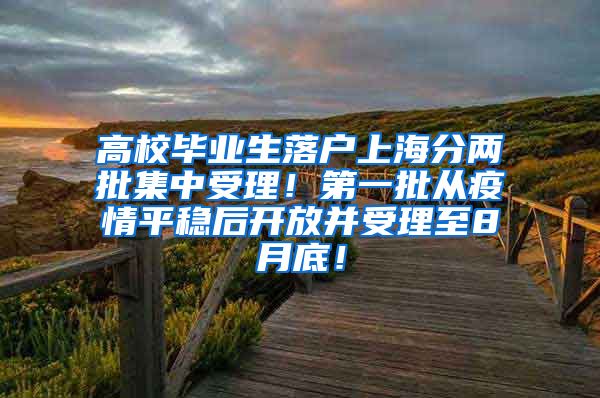 高校毕业生落户上海分两批集中受理！第一批从疫情平稳后开放并受理至8月底！