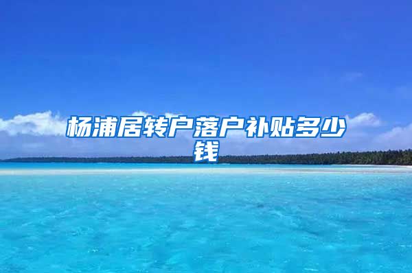 杨浦居转户落户补贴多少钱