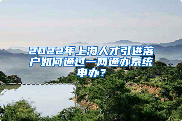 2022年上海人才引进落户如何通过一网通办系统申办？
