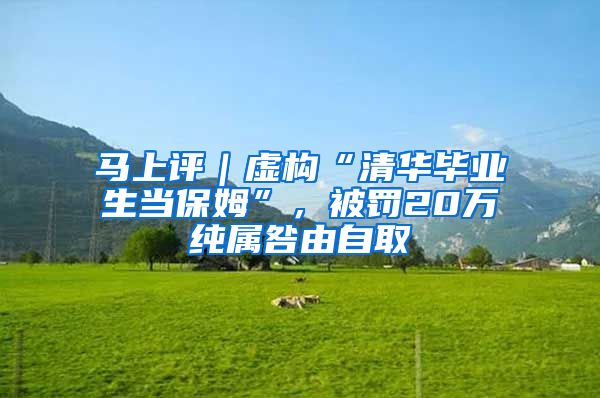 马上评｜虚构“清华毕业生当保姆”，被罚20万纯属咎由自取