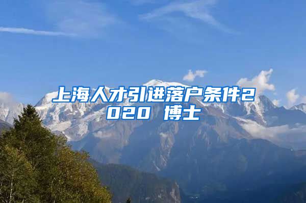 上海人才引进落户条件2020 博士