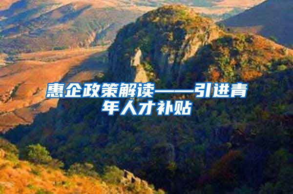 惠企政策解读——引进青年人才补贴