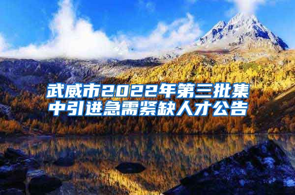 武威市2022年第三批集中引进急需紧缺人才公告