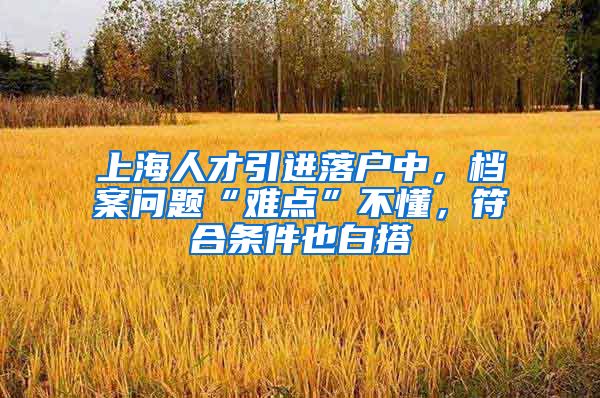 上海人才引进落户中，档案问题“难点”不懂，符合条件也白搭