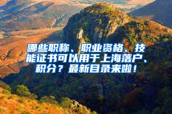 哪些职称、职业资格、技能证书可以用于上海落户、积分？最新目录来啦！