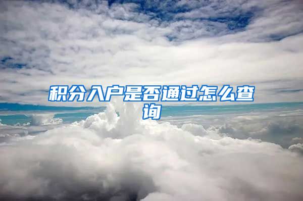 积分入户是否通过怎么查询