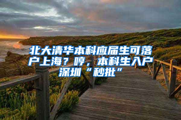 北大清华本科应届生可落户上海？哼，本科生入户深圳“秒批”