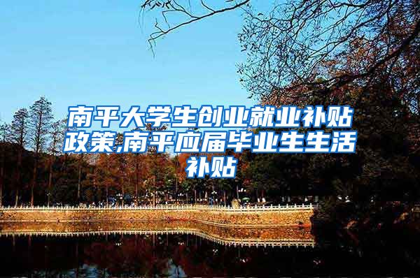 南平大学生创业就业补贴政策,南平应届毕业生生活补贴