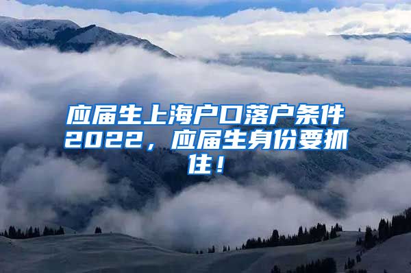 应届生上海户口落户条件2022，应届生身份要抓住！