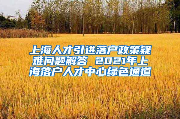 上海人才引进落户政策疑难问题解答 2021年上海落户人才中心绿色通道