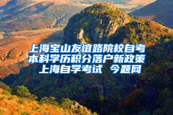 上海宝山友谊路院校自考本科学历积分落户新政策 上海自学考试 今题网