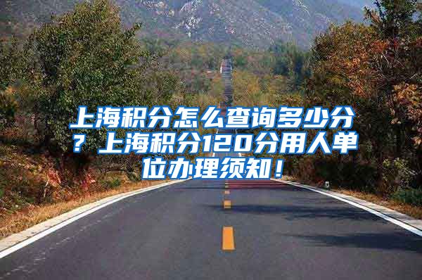 上海积分怎么查询多少分？上海积分120分用人单位办理须知！