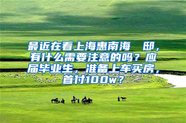 最近在看上海惠南海玥瑄邸，有什么需要注意的吗？应届毕业生，准备上车买房，首付100w？