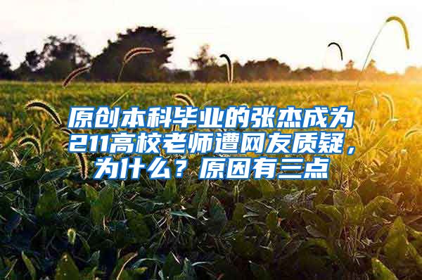 原创本科毕业的张杰成为211高校老师遭网友质疑，为什么？原因有三点