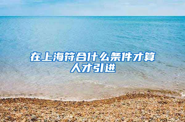 在上海符合什么条件才算人才引进