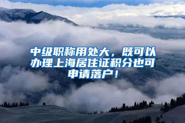 中级职称用处大，既可以办理上海居住证积分也可申请落户！