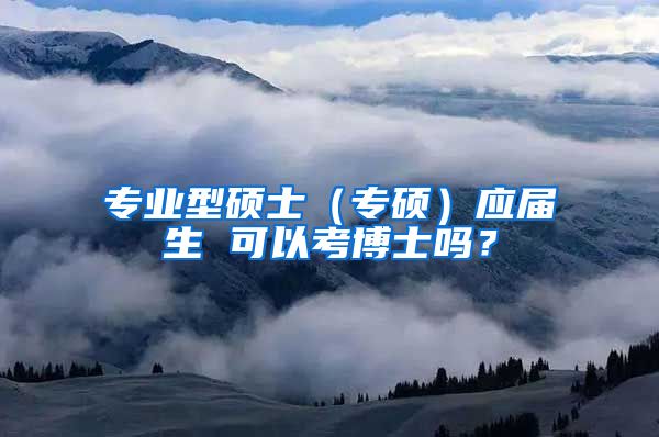专业型硕士（专硕）应届生 可以考博士吗？