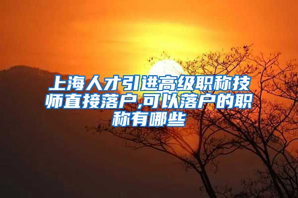 上海人才引进高级职称技师直接落户,可以落户的职称有哪些