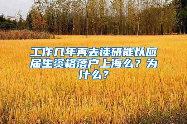 工作几年再去读研能以应届生资格落户上海么？为什么？
