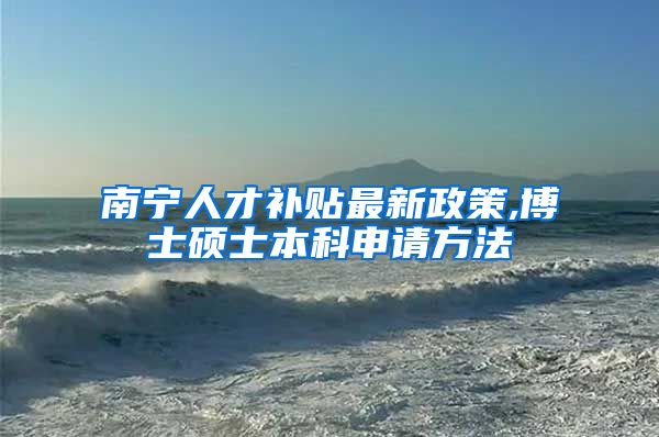 南宁人才补贴最新政策,博士硕士本科申请方法