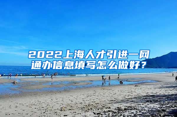 2022上海人才引进一网通办信息填写怎么做好？