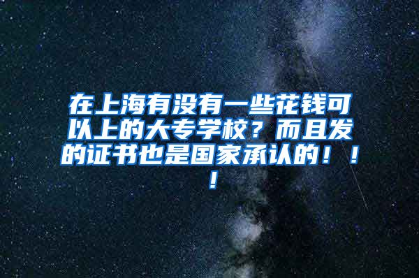 在上海有没有一些花钱可以上的大专学校？而且发的证书也是国家承认的！！！