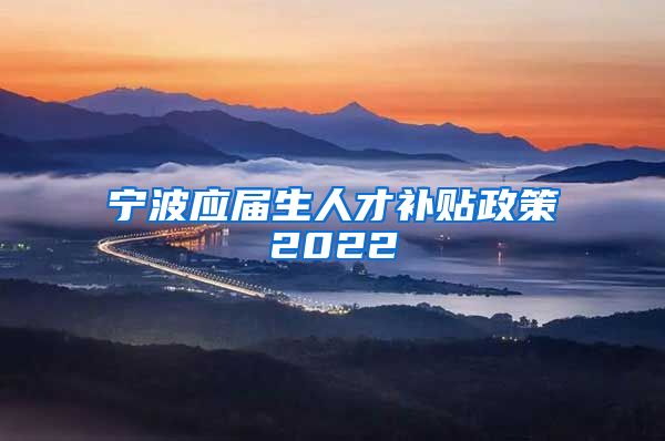 宁波应届生人才补贴政策2022