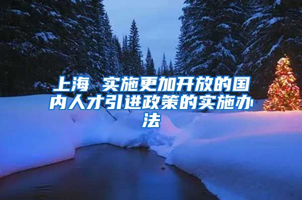 上海 实施更加开放的国内人才引进政策的实施办法