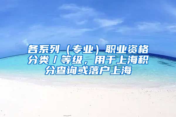 各系列（专业）职业资格分类／等级，用于上海积分查询或落户上海