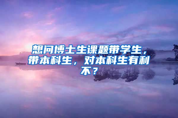 想问博士生课题带学生，带本科生，对本科生有利不？