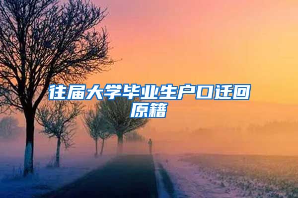往届大学毕业生户口迁回原籍