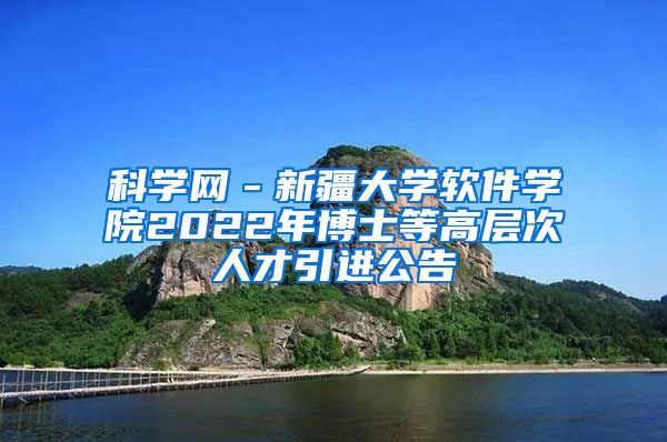 科学网－新疆大学软件学院2022年博士等高层次人才引进公告