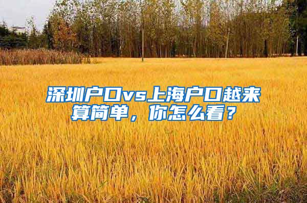 深圳户口vs上海户口越来算简单，你怎么看？
