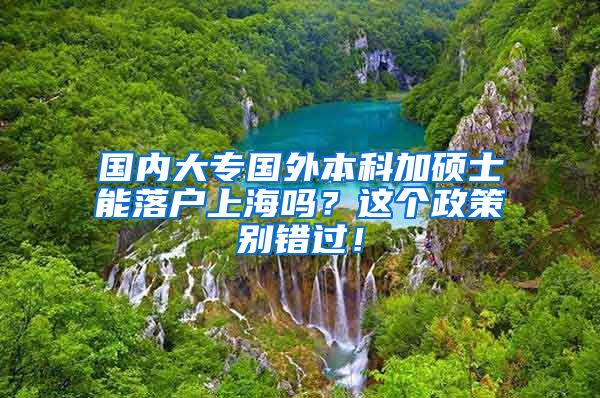 国内大专国外本科加硕士能落户上海吗？这个政策别错过！