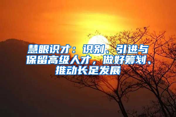 慧眼识才：识别、引进与保留高级人才，做好筹划、推动长足发展