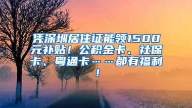 凭深圳居住证能领1500元补贴！公积金卡、社保卡、粤通卡……都有福利！