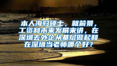 本人海归硕士，就前景，工资和未来发展来讲，在深圳去外企从基层做起和在深圳当老师哪个好？