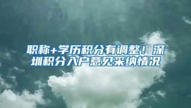 职称+学历积分有调整！深圳积分入户意见采纳情况