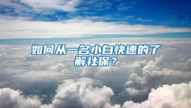 如何从一名小白快速的了解社保？