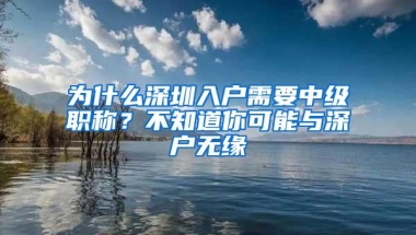 为什么深圳入户需要中级职称？不知道你可能与深户无缘