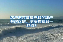 落户东莞集体户和个体户有啥区别，享受的福利一样吗？