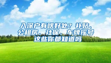 入深户有啥好处？补贴、公租房、社保、车牌摇号 这些你都知道吗