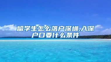 留学生怎么落户深圳,入深户口要什么条件