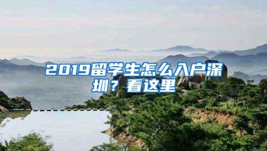 2019留学生怎么入户深圳？看这里