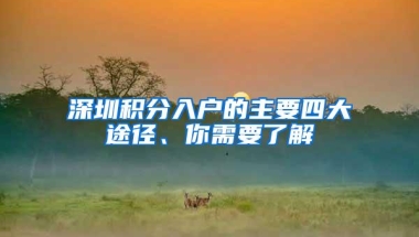 深圳积分入户的主要四大途径、你需要了解