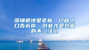 深圳遍地是老板，户籍人口告诉你，创业才是致富的不二法门